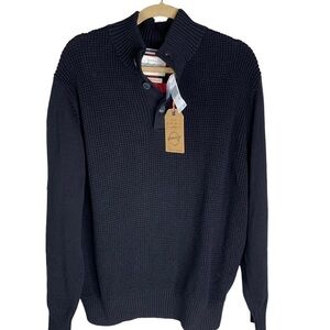 Men’s Weatherproof Vintage Black Open Weave Cotton 3 Button Sweater NEW with Tag